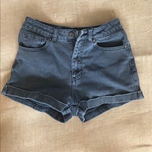 Dark washed out color mom shorts
