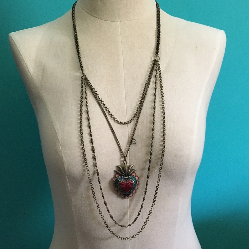 Betsey Johnson Heart Locket Layered Necklace