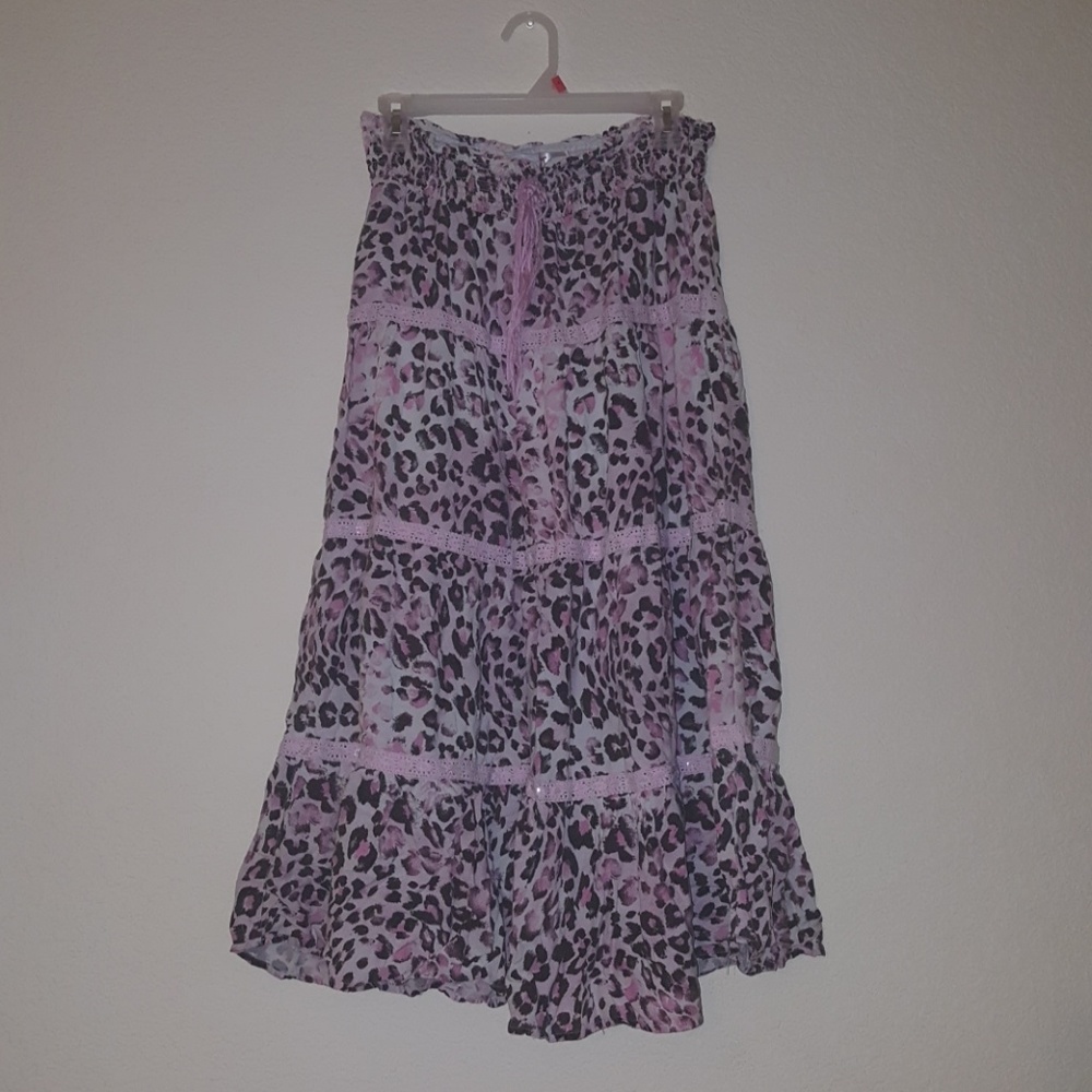 Justice pink cheetah maxi skirt