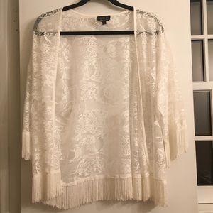 Top shop lace fringe kimono