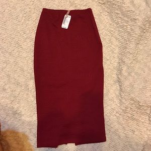 Love Culture Burgundy Midi Skirt