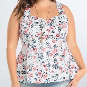 Floral Sateen Peplum Top