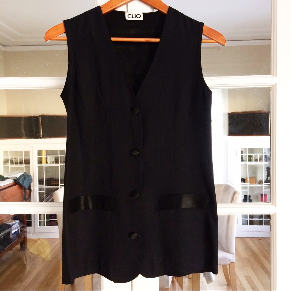 Sexy Black Crepe Vest Blouse