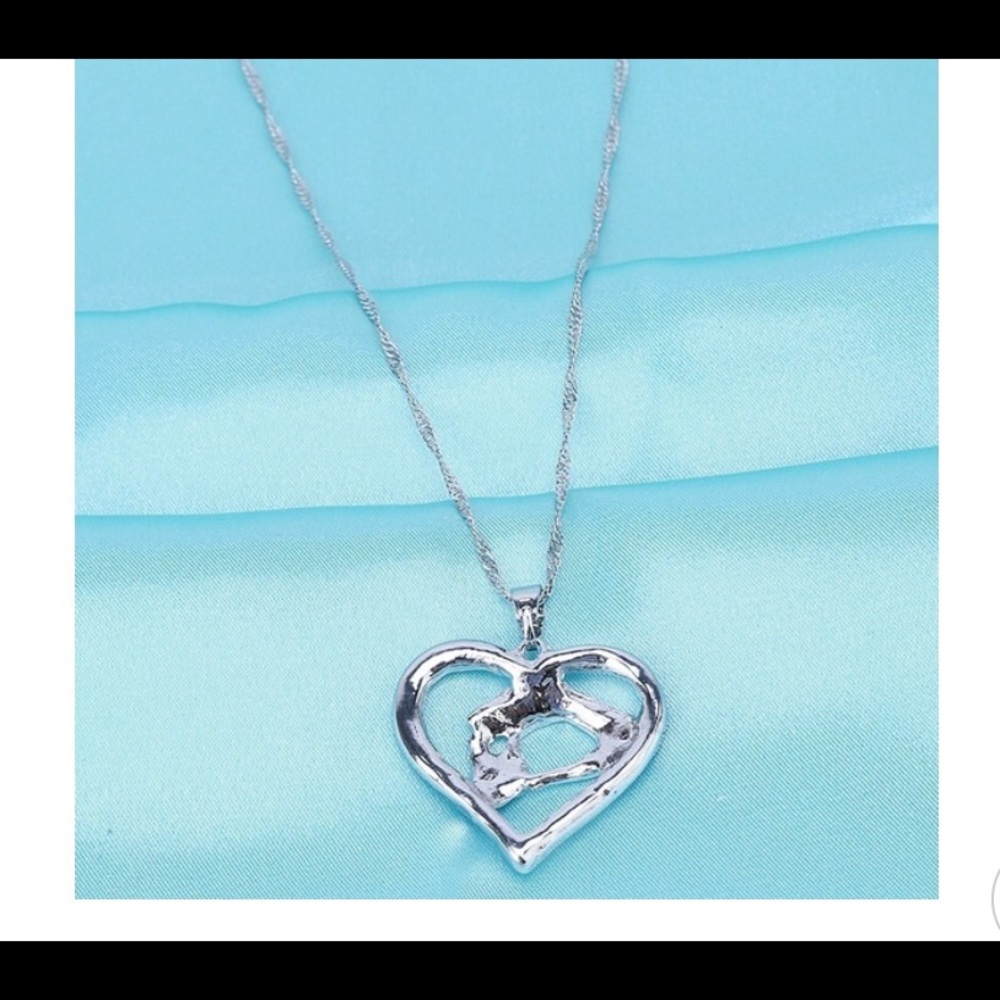 Pure sterling silver necklace mother child NEW - Picture 2 of 3