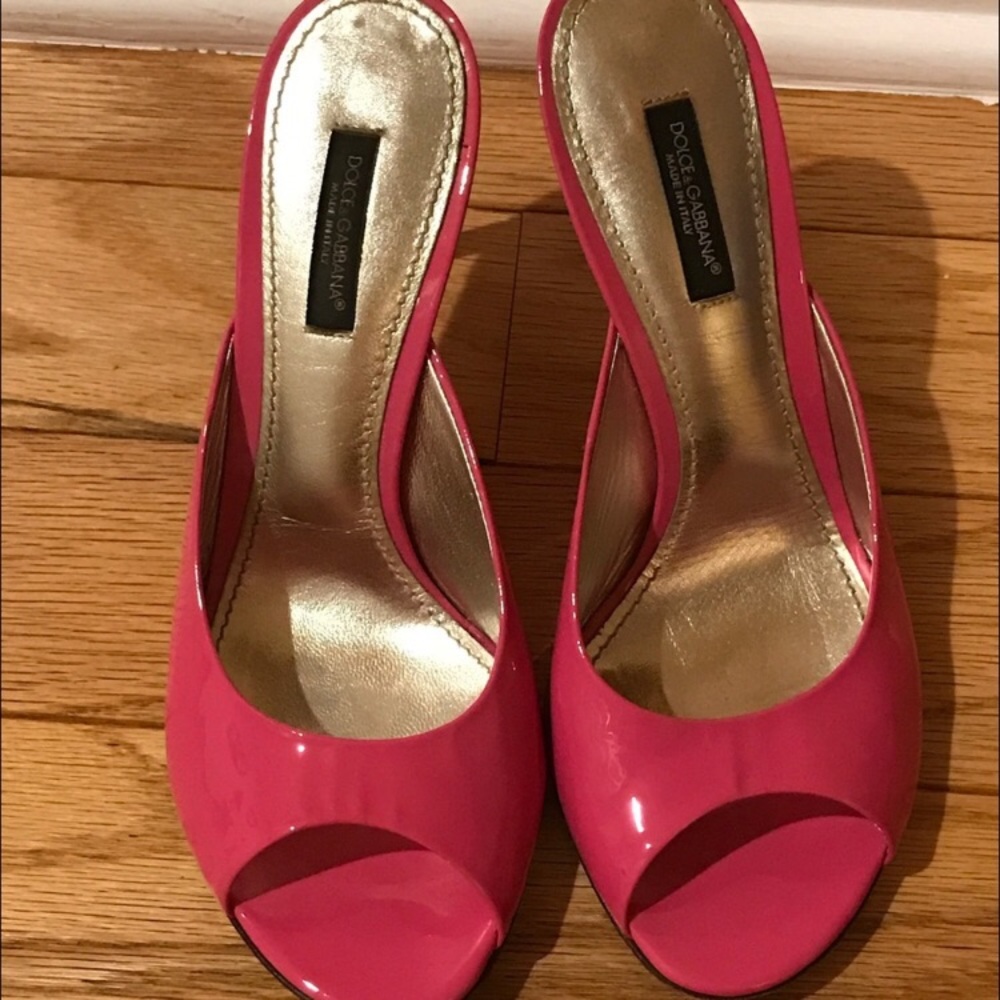 Dolce & Gabbana Patent Mules Hot Pink SZ 37.5