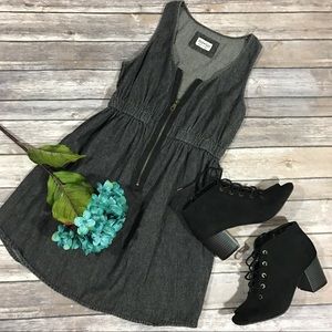 Denim zipper dress