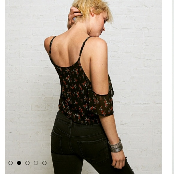 Don't Ask Why; Chiffon Cold Shoulder Rose Top - Picture 2 of 5