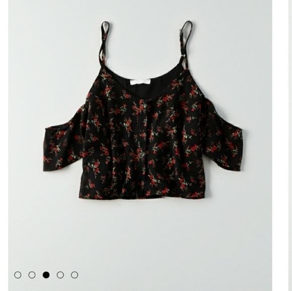 Don't Ask Why; Chiffon Cold Shoulder Rose Top - Picture 3 of 5