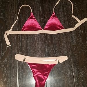 Wine Red Velvet Bikini