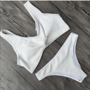 White knotted bikini