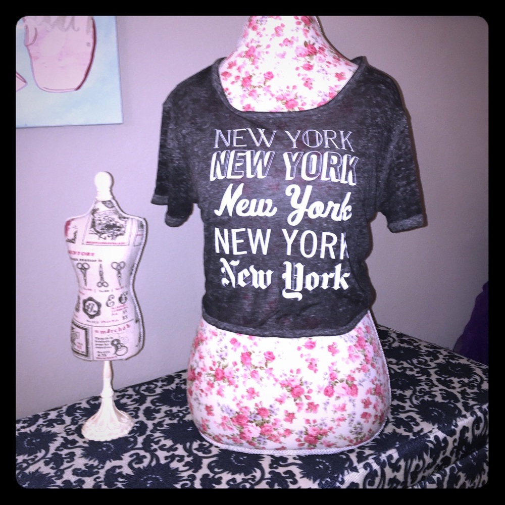 Abercrombie & Fitch Marled Crop Top New York Tee