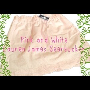 Lauren James pink and white true Seersucker fabric
