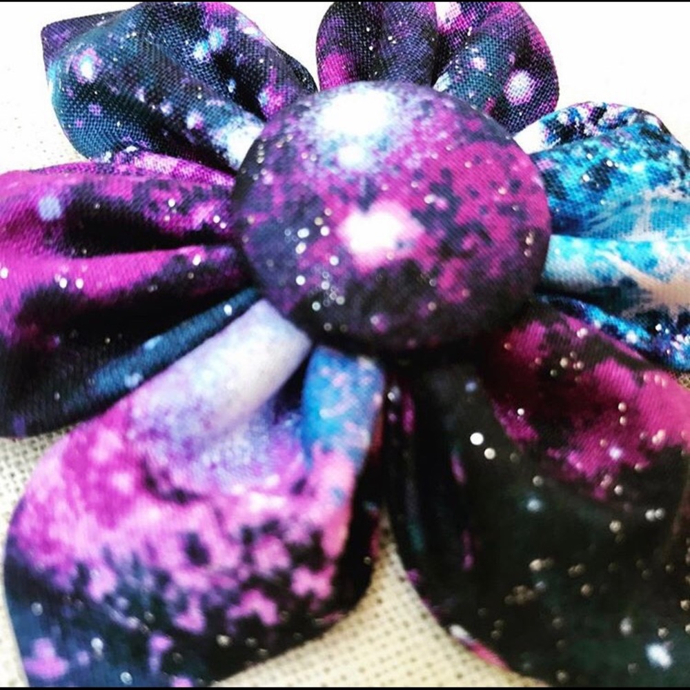 Purple Galaxy Fabric Hair Flower