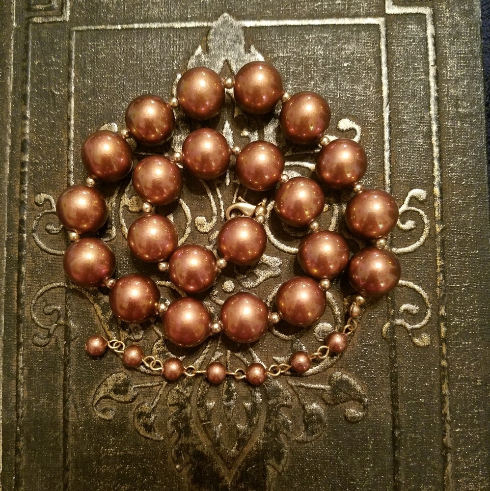 Faux Copper Pearl Necklace