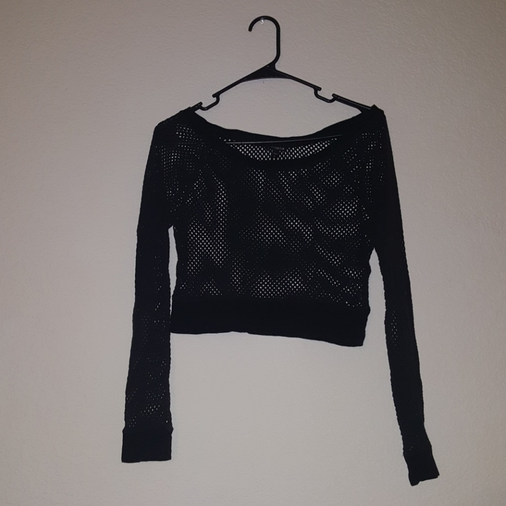 Express mesh long sleeve crop top