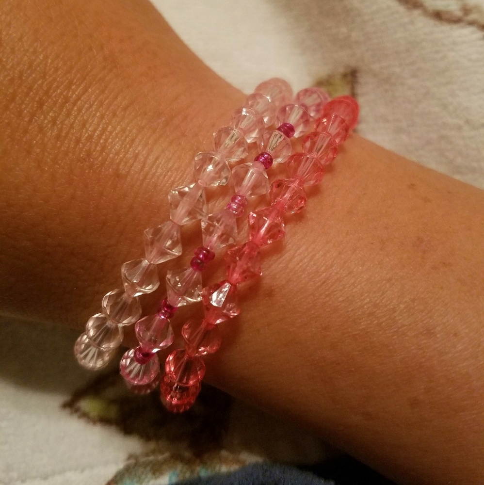 Set of 3- Pink Stretchy Bracelets