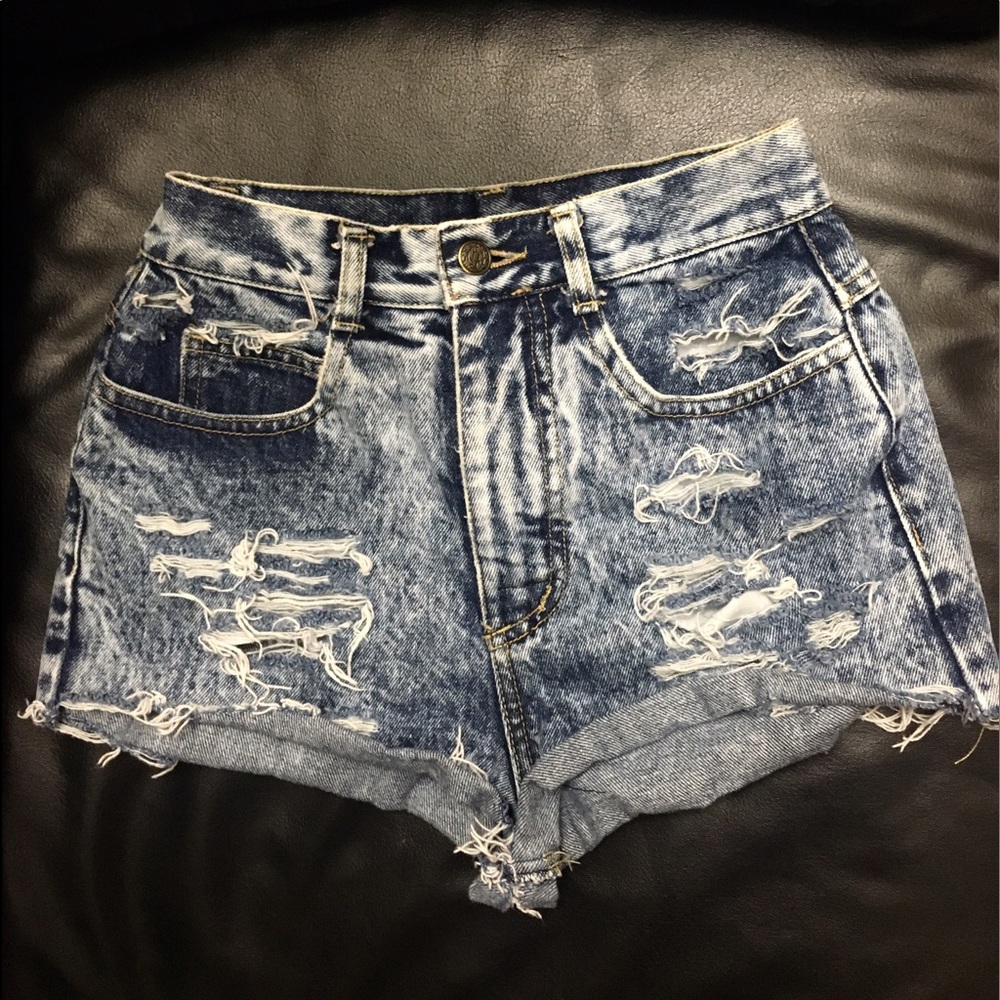 High Waisted Vintage Distressed Denim Shorts