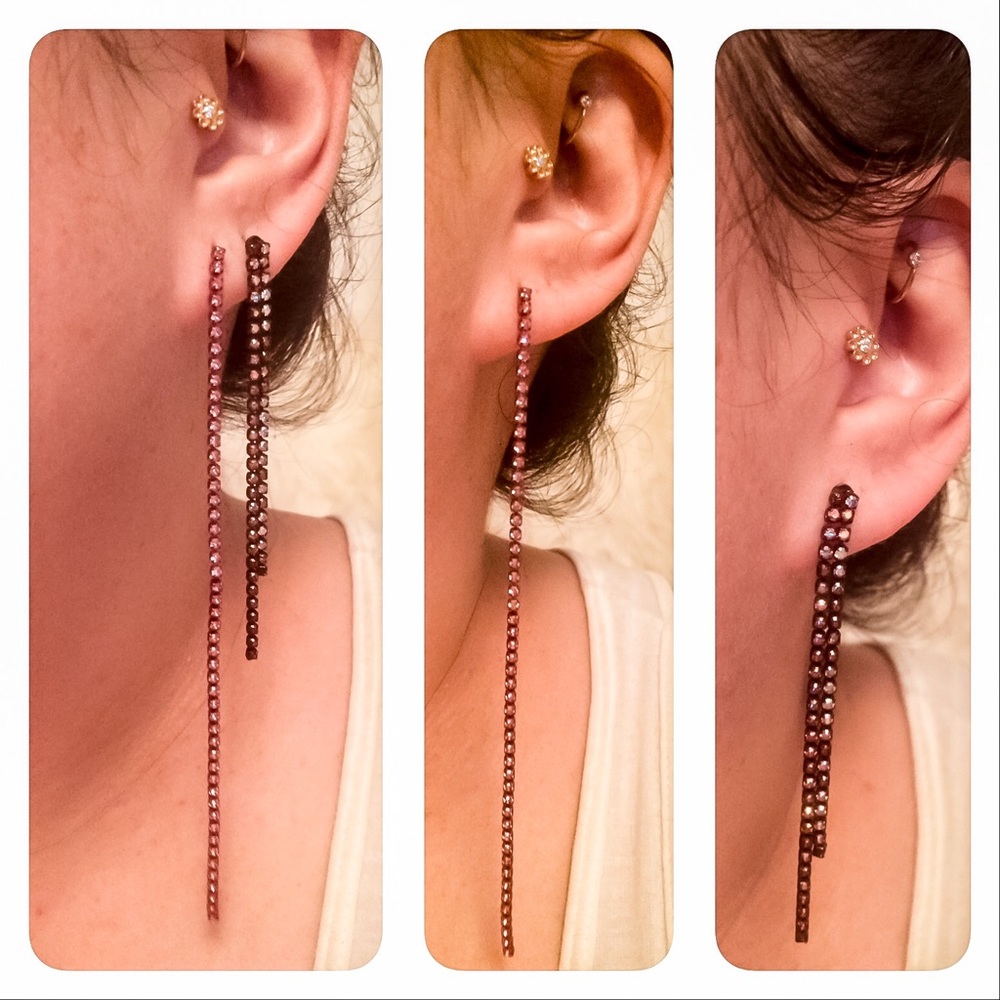 RHINESTONE STRAND EARRING SET OF TWO