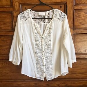 SALE! White lace crochet top by Chicos