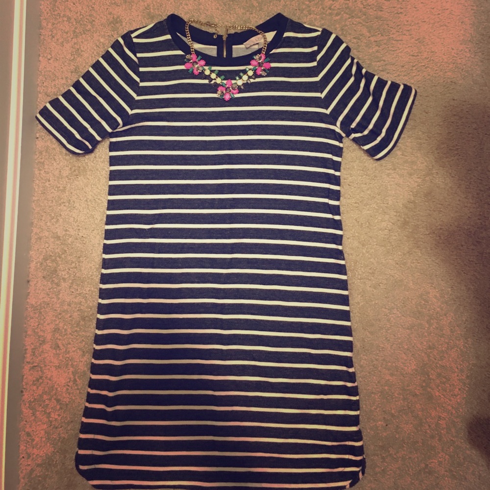 LOFT: black and white striped dress