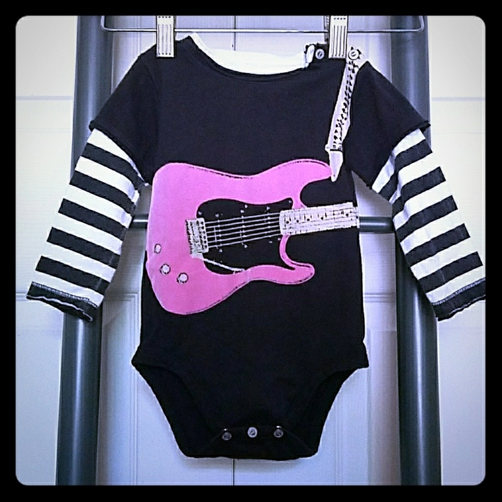 6-9 Month Girls Rock & Roll Guitar Onesie