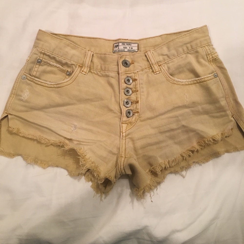 Yellow free people jean shorts