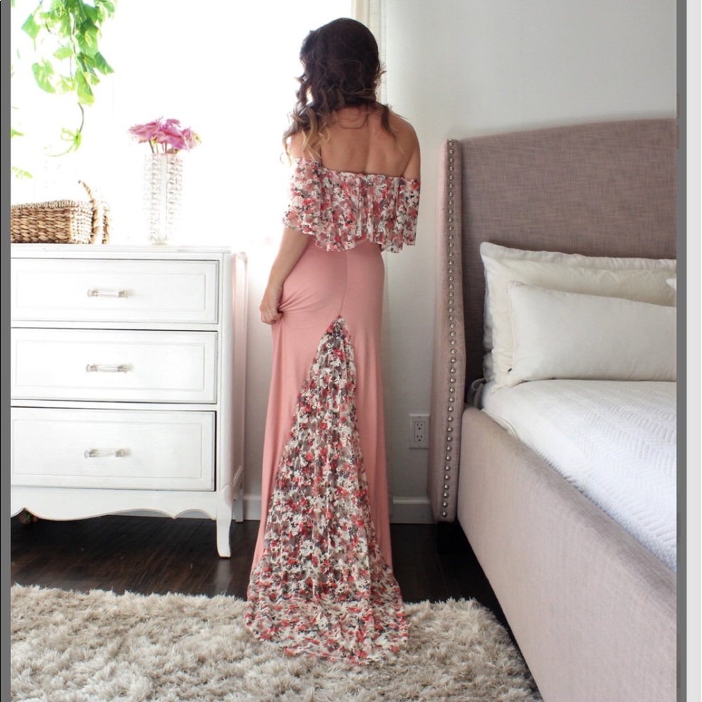 Floral, off-the-shoulder dress