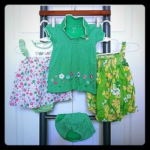 3-6 Month Bundle of 3 Green Floral Onesie/Romper