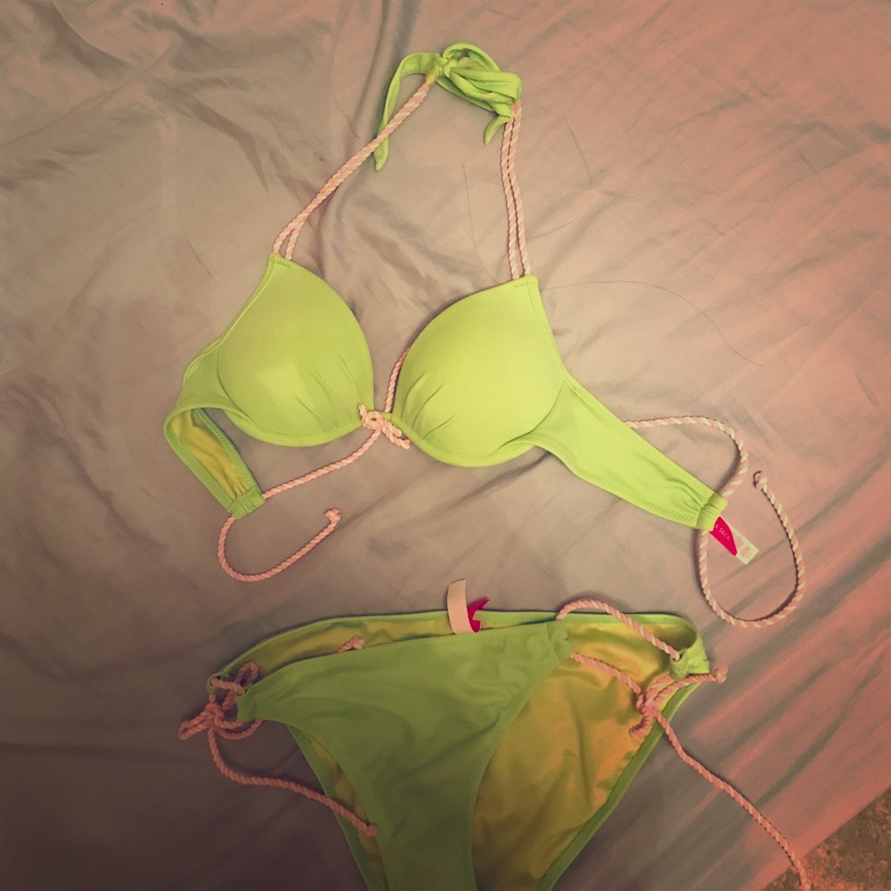 Victoria secret push up neon bikini so cute32A
