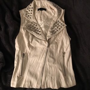 White studded pleather vest