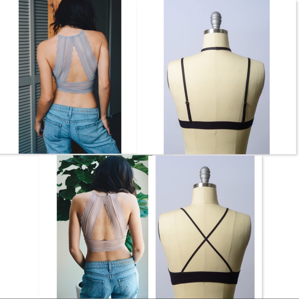 Last 1! GREY SCALLOP LACE KEYHOLE BRALETTE - Picture 2 of 3