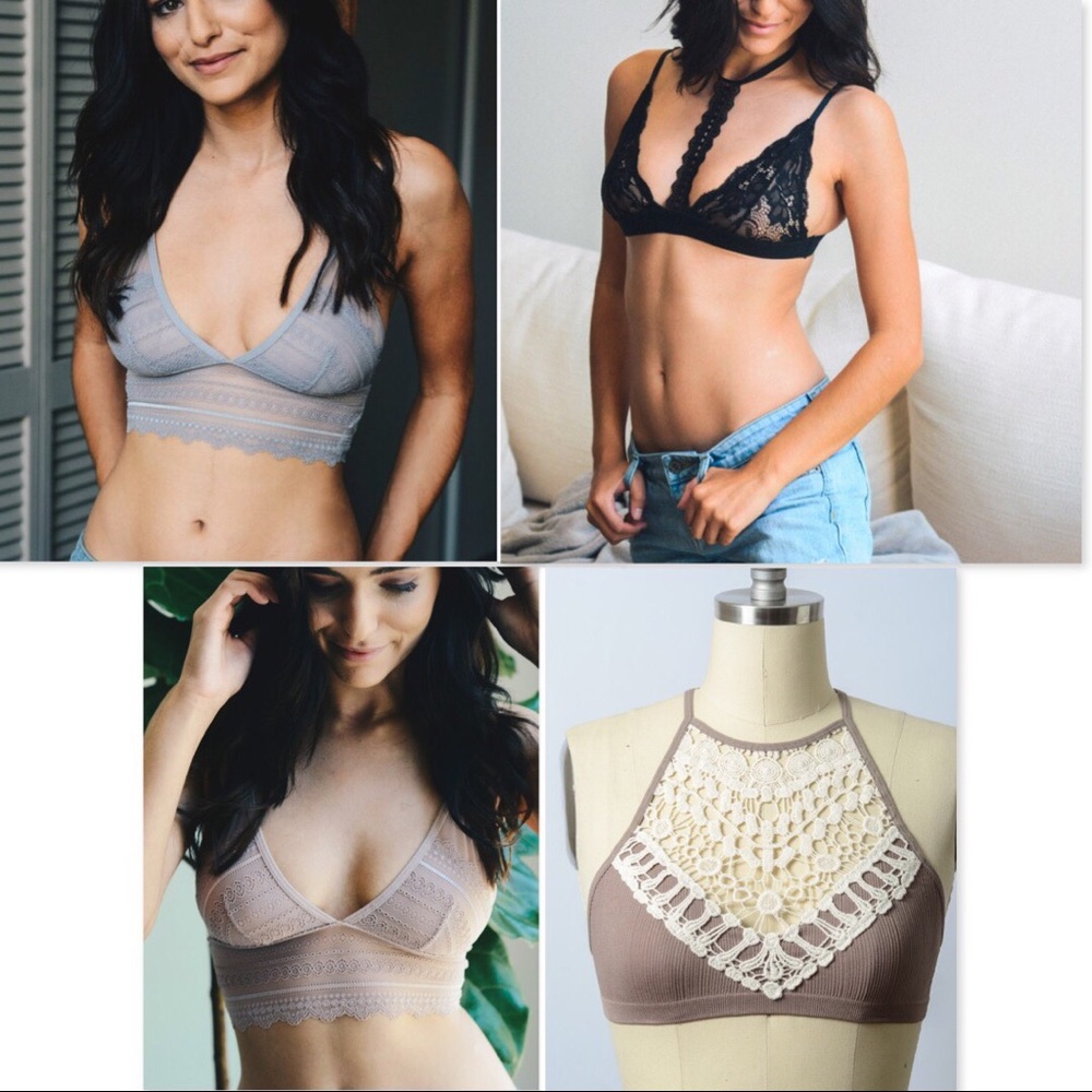 Last 1! GREY SCALLOP LACE KEYHOLE BRALETTE - Picture 3 of 3