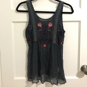 Free People embroidered flowy tank