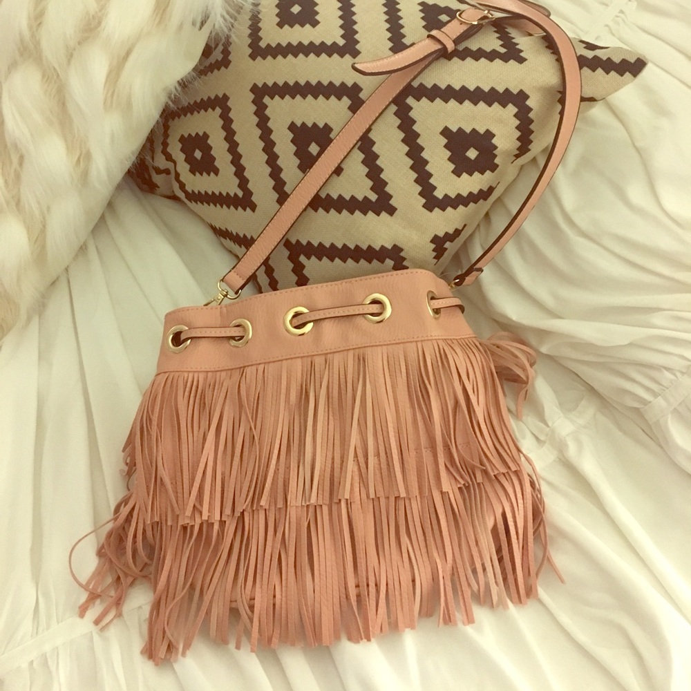 Just Fab pink fringed cross body purse!