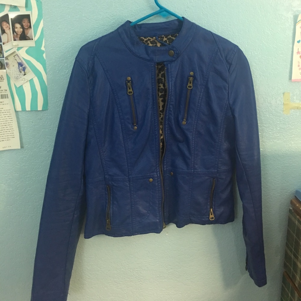 Blue leather jacket