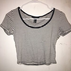 Black and a White Striped Crop Top