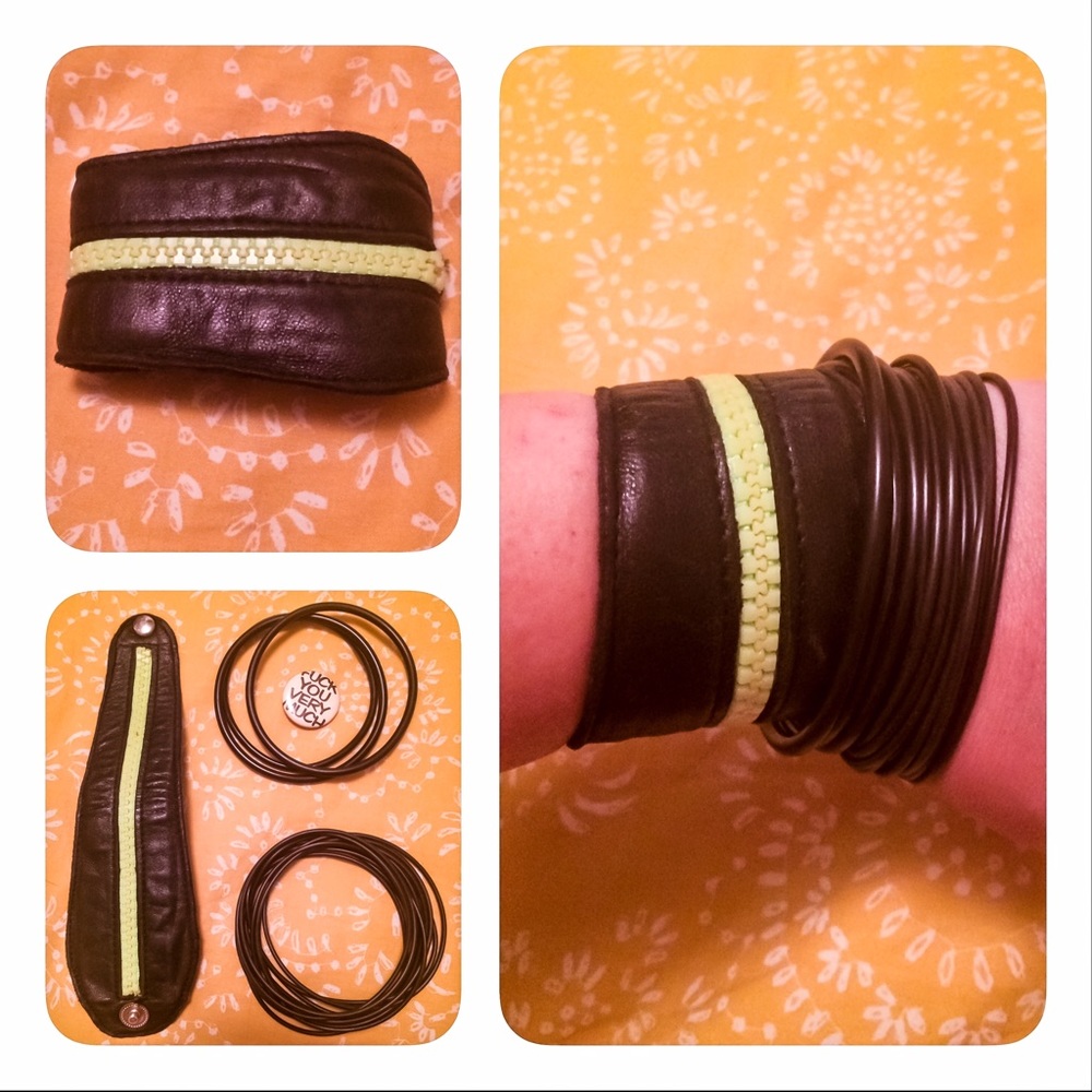 BRACELET SET WITH NEON GREEN ZIPPER