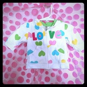 3 Month Hooded Zip Jacket w/ Scattered Hearts