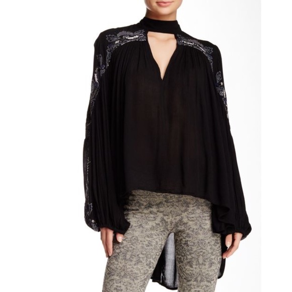 FREE PEOPLE Sweet Fantasy Hi Lo Choker Blouse Top - Picture 2 of 8