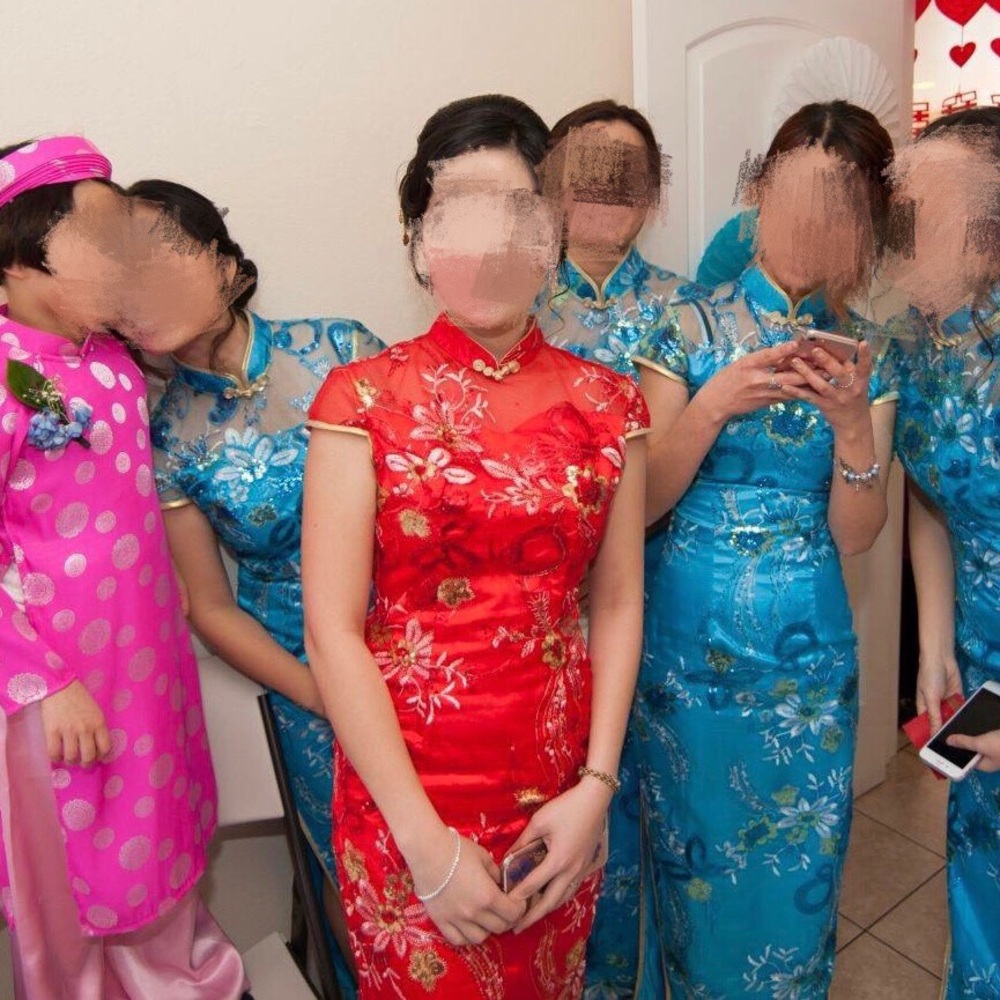 Red Qibao Chinese Traditional Wedding Dress