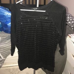Black sparkly half sleeve shirt
