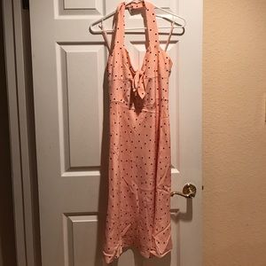 100% silk pink halter dress