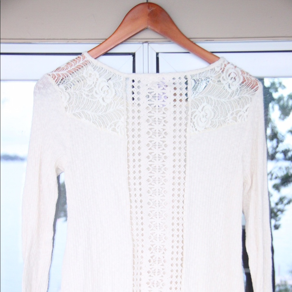 Loft Crochet Sweater with Back Detailing