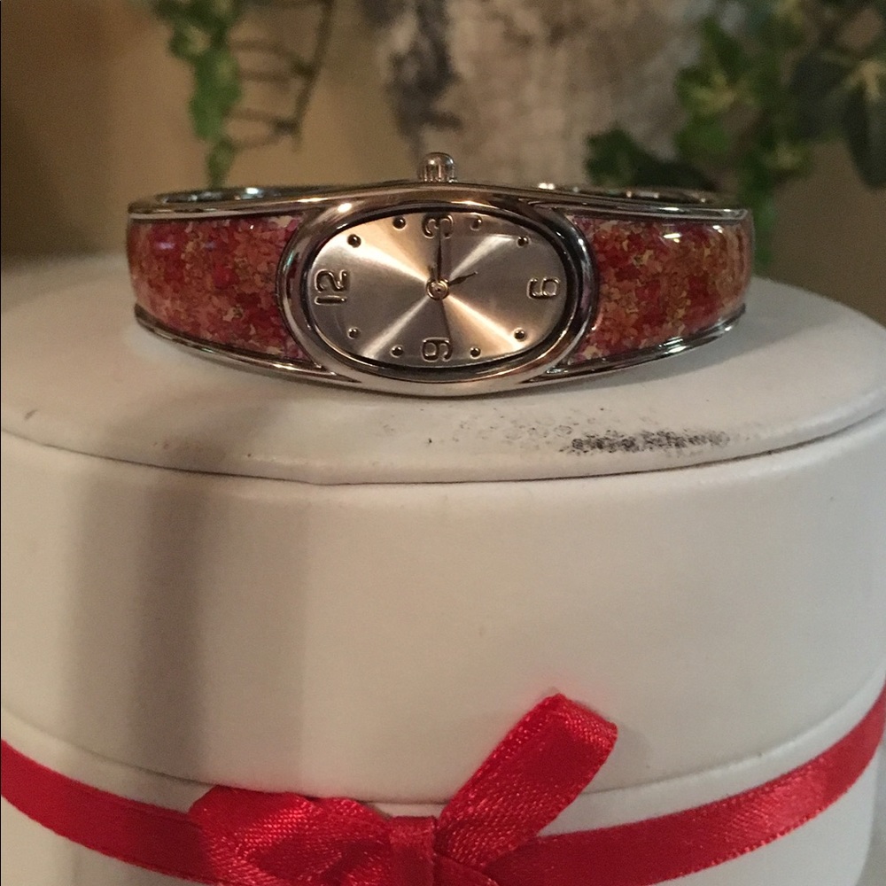 Consort Red & Yellow Floral Bangle Watch New!
