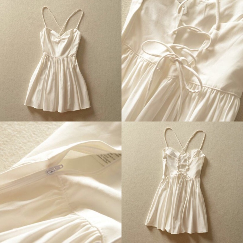 🔴SOLD Lace up tie up back white dress - Picture 4 of 4