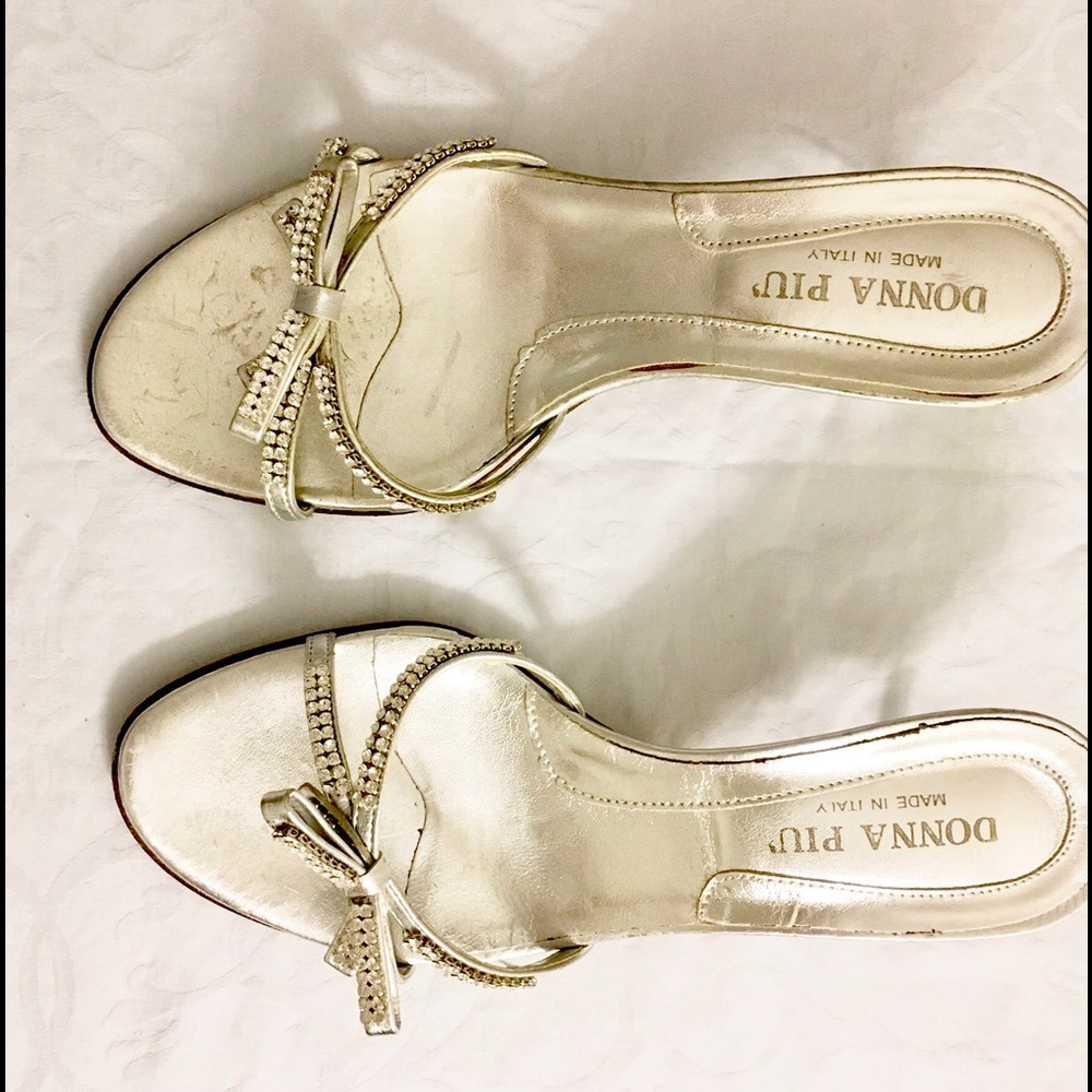 DONNA PIU  ITALY Jewel SILVER MULES 6B rtl $225