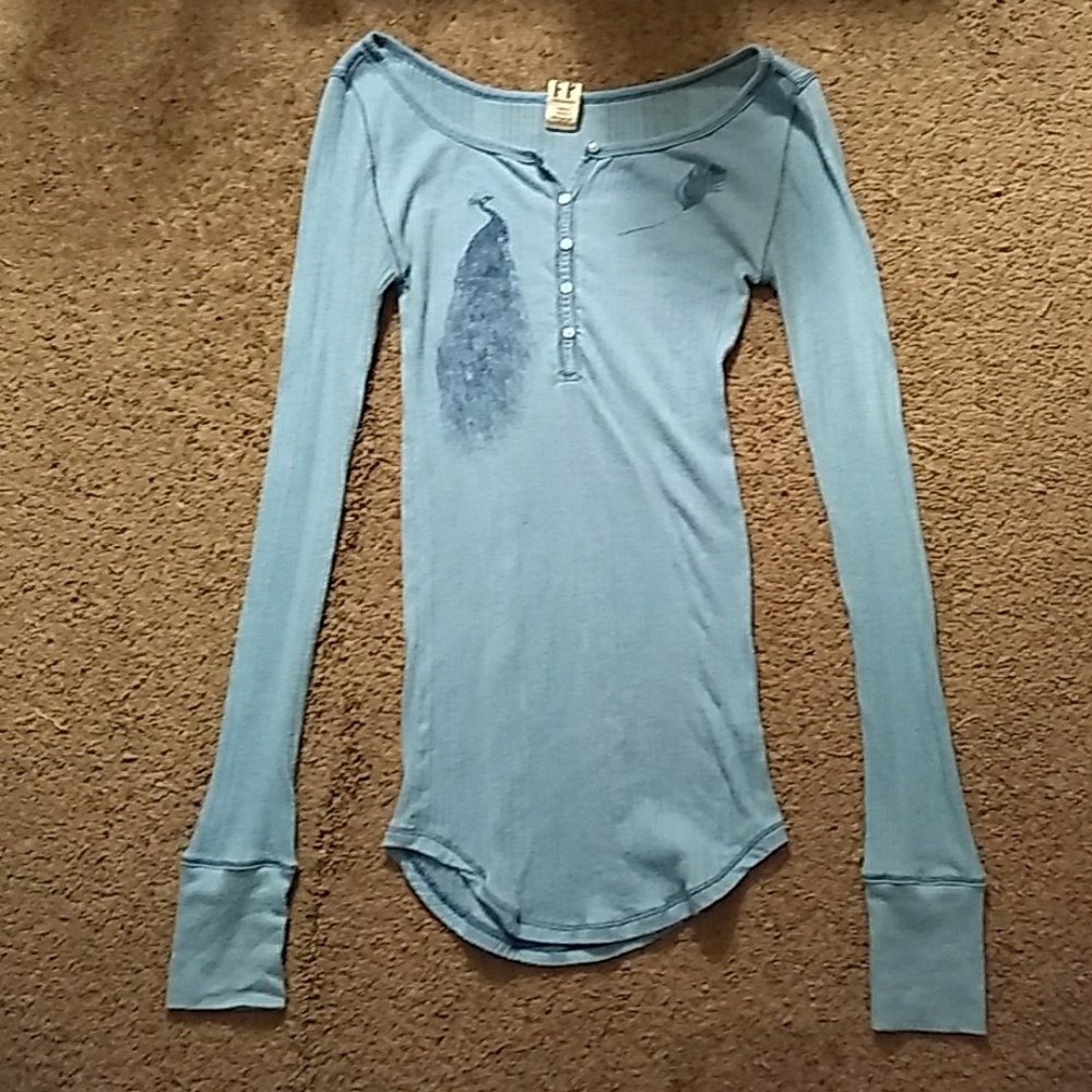 Light Blue Free People Henley