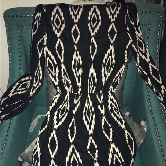 PRIMI SILKY FLOWY BLACK/OFF-WHITE DRESS SZ MEDIUM - Picture 2 of 4