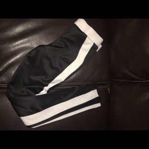 Forever 21 Black Leggings with White Side stripe