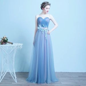 Blue Pink Wedding Gown Evening Dress Prom